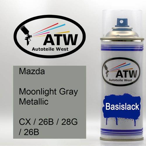 Mazda, Moonlight Gray Metallic, CX / 26B / 28G / 26B: 400ml Sprühdose, von ATW Autoteile West.